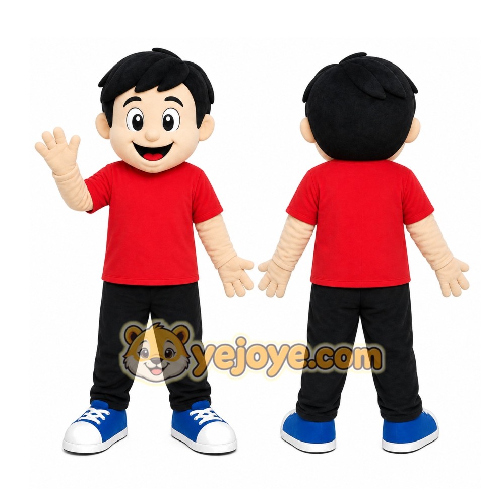 Red Shirt Boy Mascot Costume