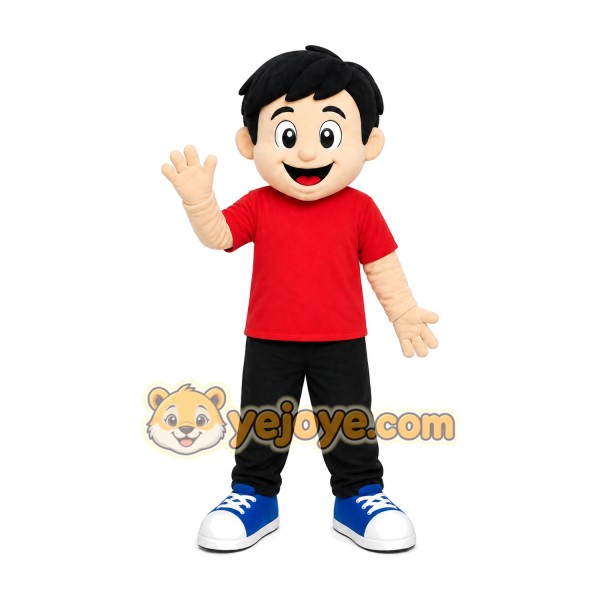 Red Shirt Boy Mascot Costume