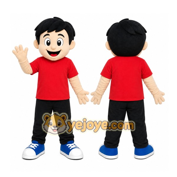 Red Shirt Boy Mascot Costume
