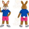 Rabbit Blue Shirt Mascot Costume