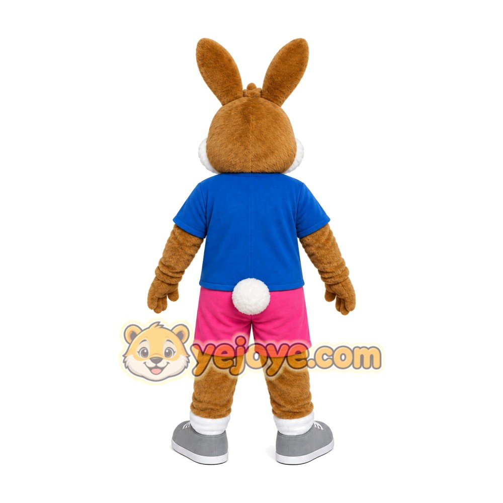 Rabbit Blue Shirt Mascot Costume Rabbit Blue Shirt Mascot Costume