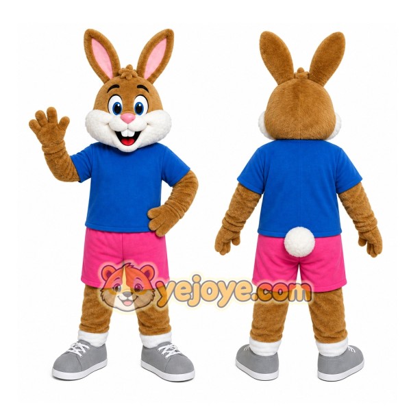 Rabbit Blue Shirt Mascot Costume