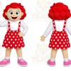 Red Dot Dress Girl Mascot Costume