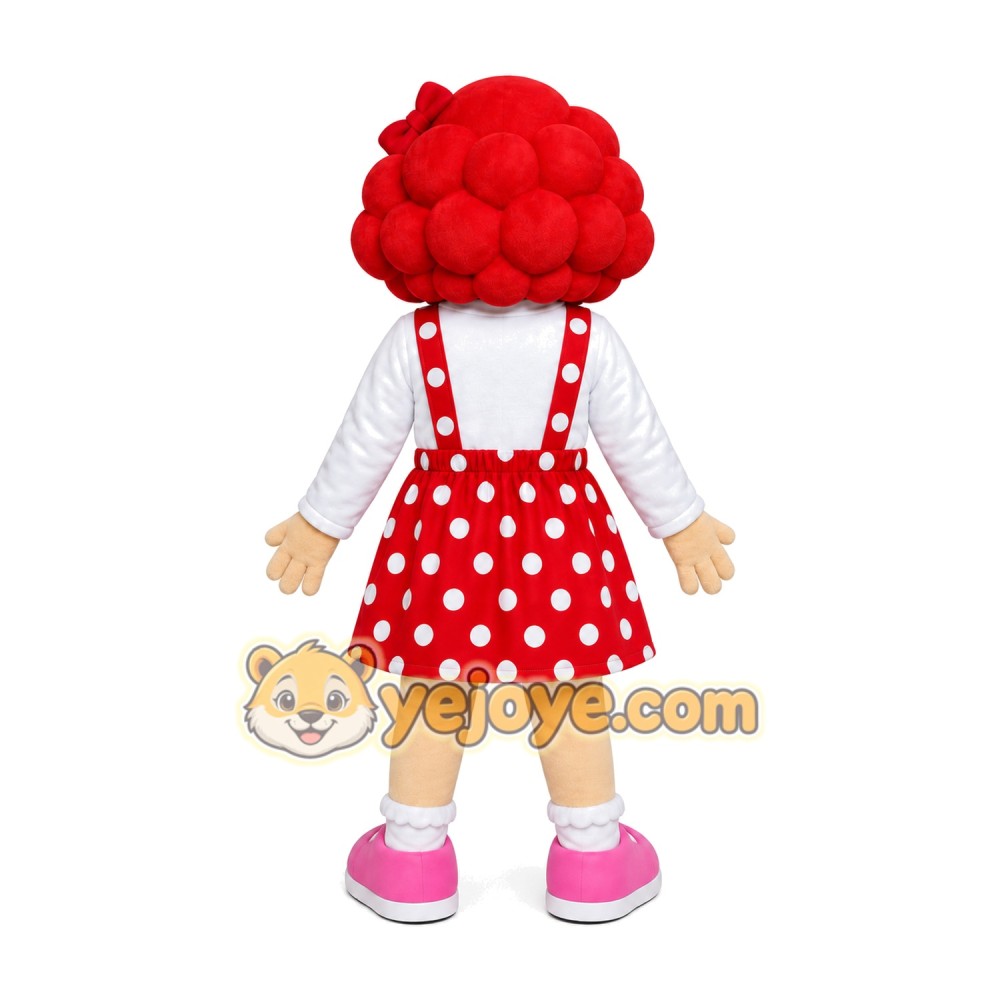 Red Dot Dress Girl Mascot Costume