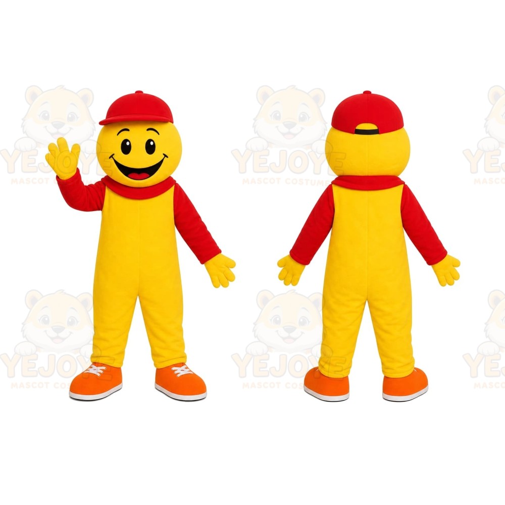 Smiling Boy Mascot Costume Adult Size