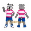 Gray Husky Dog Pink Shirt Mascot Costume
