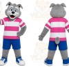 Gray Husky Dog Pink Shirt Mascot Costume