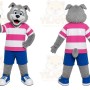 Gray Husky Dog Pink Shirt Mascot Costume