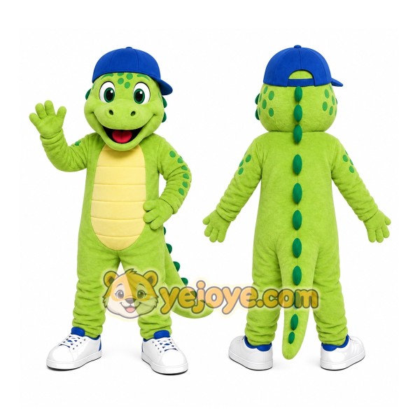 Green Dinosaur Cap Mascot Costume