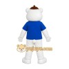 White Cat Blue Shirt Mascot Costume