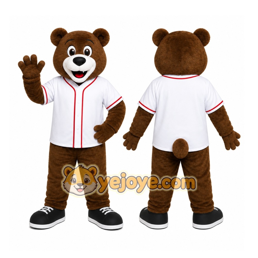 Bear White Shirt Mascot Costume Bear White Shirt Mascot Costume
