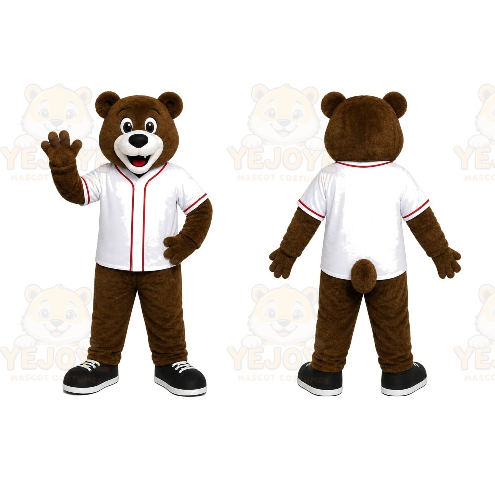 Bear White Shirt Mascot Costume