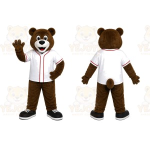 Bear White Shirt Mascot Costume