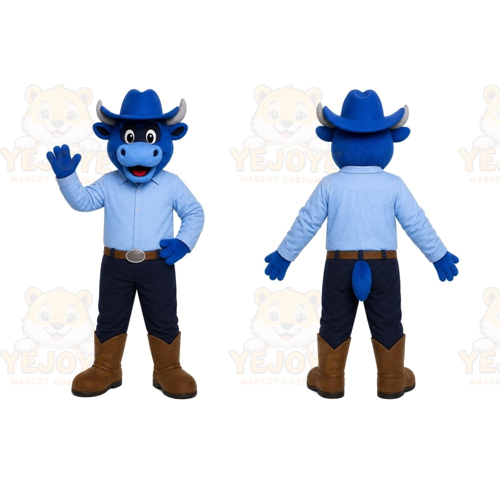 Blue Cowboy Mascot Costume