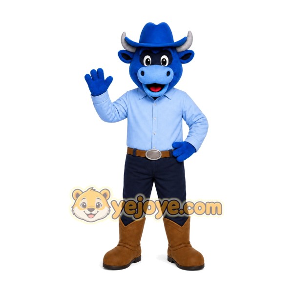 Blue Cowboy Mascot Costume