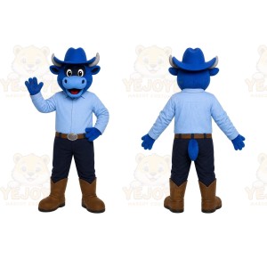 Blue Cowboy Mascot Costume
