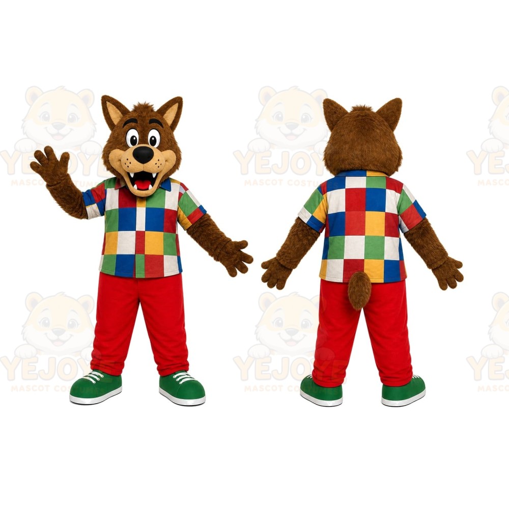 Patchwork Wolf Mascot Costume