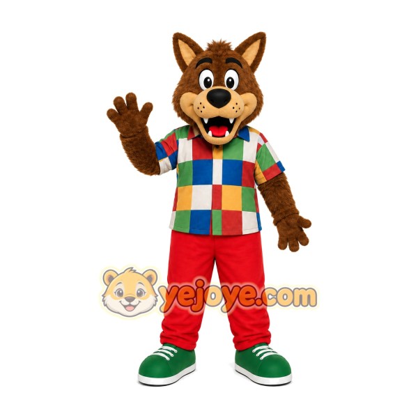 Patchwork Wolf Mascot Costume Patchwork Wolf Mascot Costume
