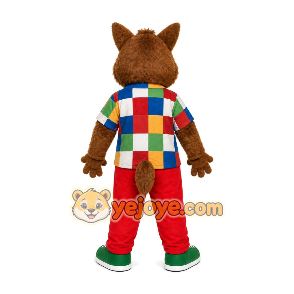 Patchwork Wolf Mascot Costume Patchwork Wolf Mascot Costume