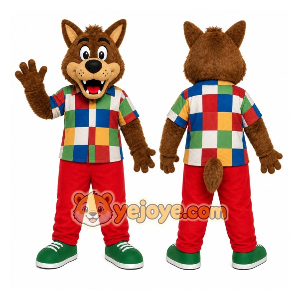 Patchwork Wolf Mascot Costume