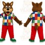 Patchwork Wolf Mascot Costume
