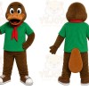 Brown Duck Green Shirt Mascot Costume