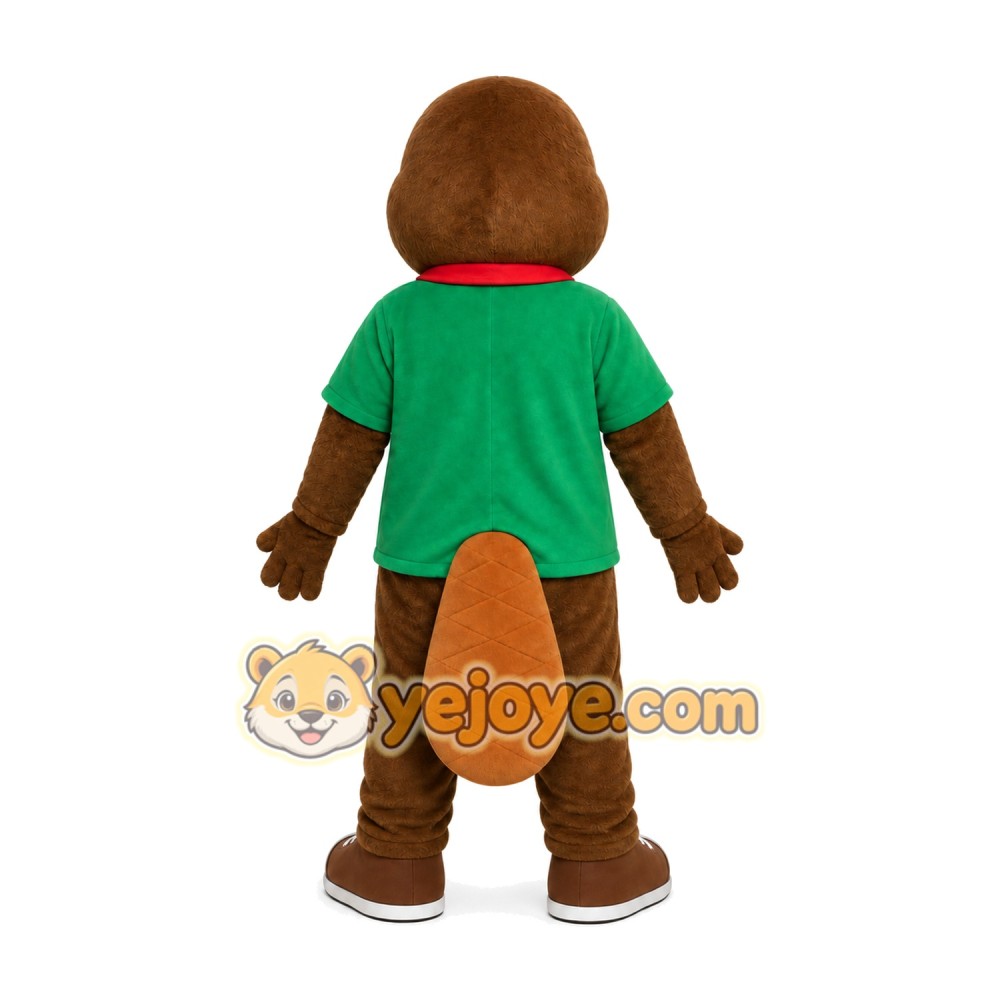 Brown Duck Green Shirt Mascot Costume Brown Duck Green Shirt Mascot Costume