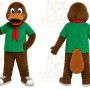 Brown Duck Green Shirt Mascot Costume