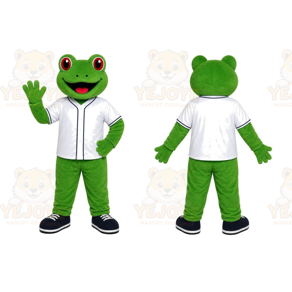 Green Frog White Jacket Mascot Costume