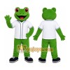 Green Frog White Jacket Mascot Costume Green Frog White Jacket Mascot Costume