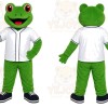 Green Frog White Jacket Mascot Costume