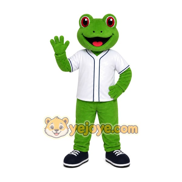 Green Frog White Jacket Mascot Costume Green Frog White Jacket Mascot Costume