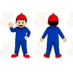 Red Cap Boy Mascot Costume