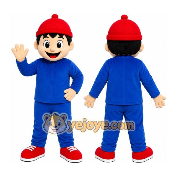 Red Cap Boy Mascot Costume