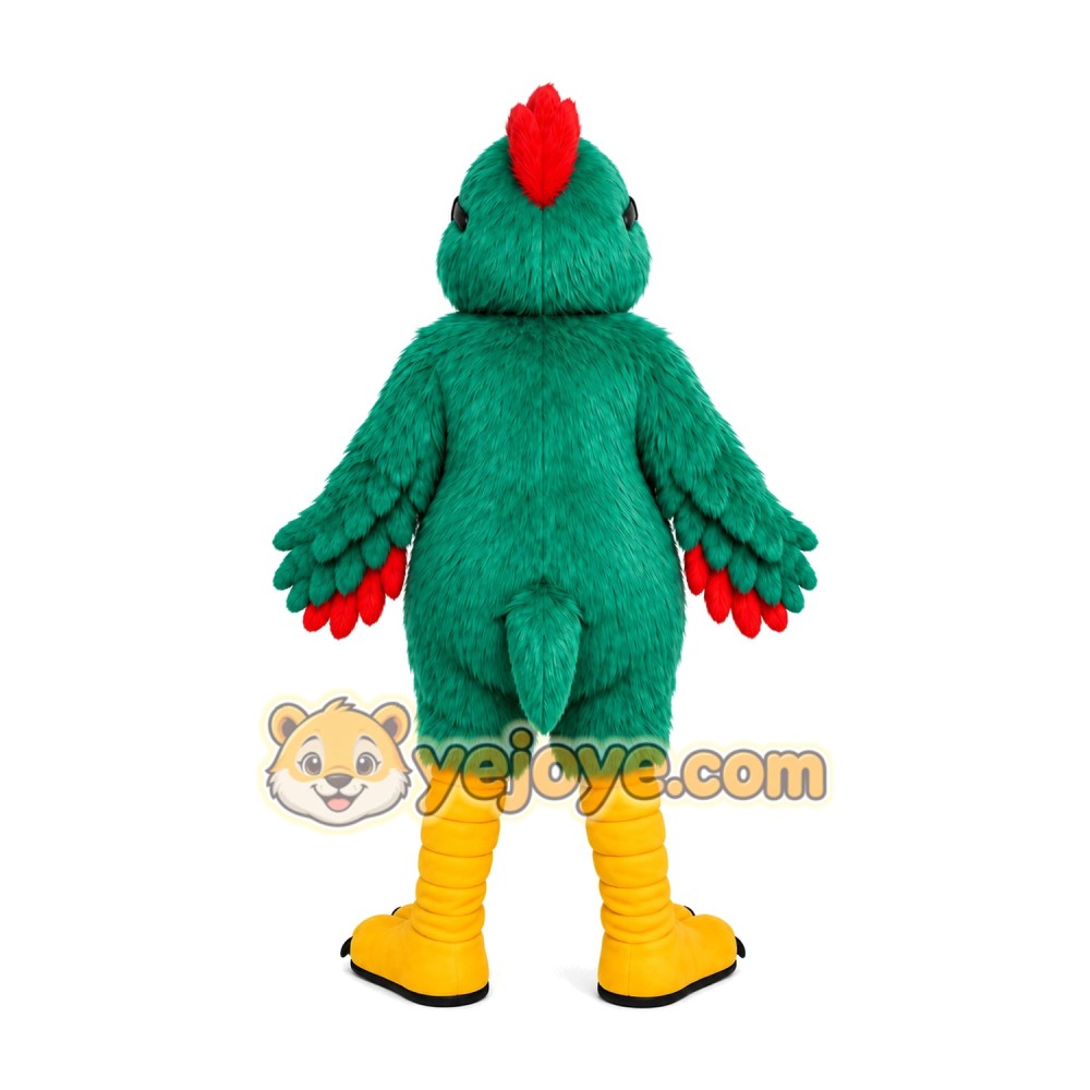 Green Red Rooster Mascot Costume