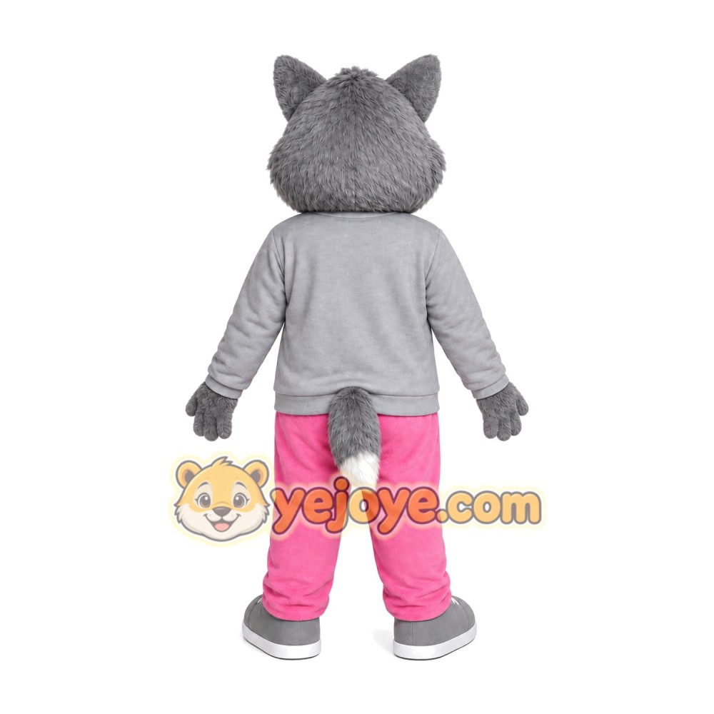 Gray Wolf Pink Pants Mascot Costume Gray Wolf Pink Pants Mascot Costume
