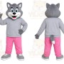 Gray Wolf Pink Pants Mascot Costume