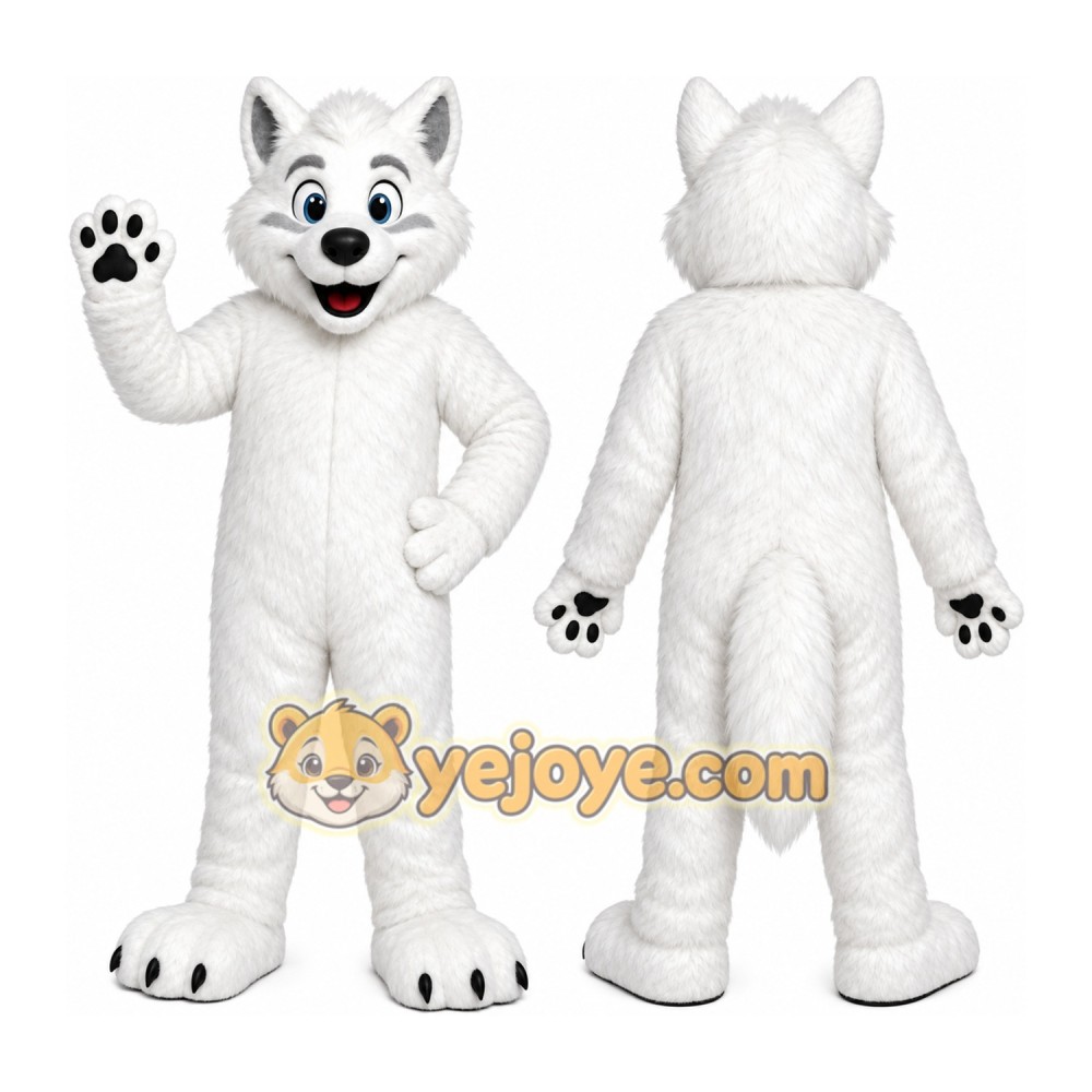 White Wolf Mascot Costume