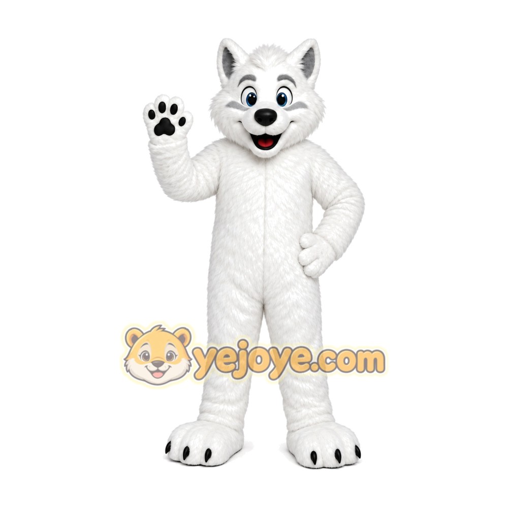 White Wolf Mascot Costume