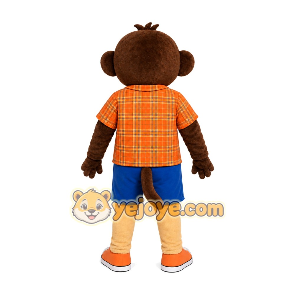 Monkey Orange Shirt Mascot Costume Monkey Orange Shirt Mascot Costume