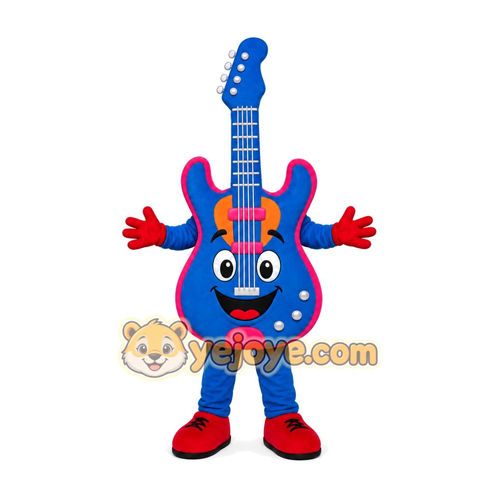 Blue Guitar Mascot Costume Blue Guitar Mascot Costume