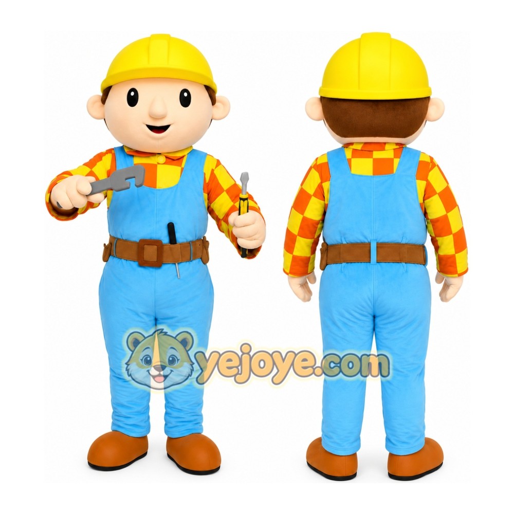 Builder Boy Mascot Costume Builder Boy Mascot Costume