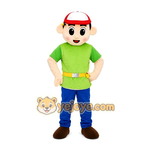 Green Shirt Boy Mascot Costume