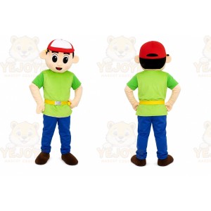 Green Shirt Boy Mascot Costume