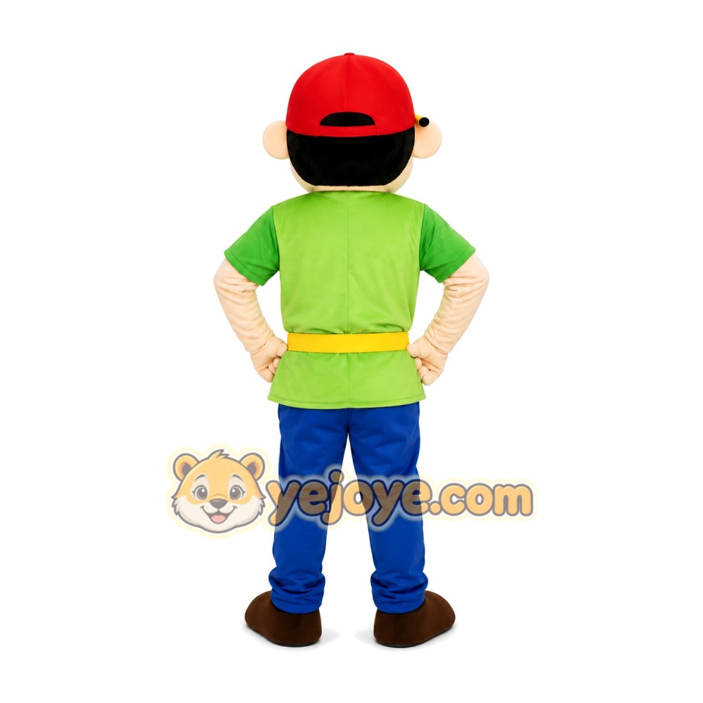 Green Shirt Boy Mascot Costume Green Shirt Boy Mascot Costume