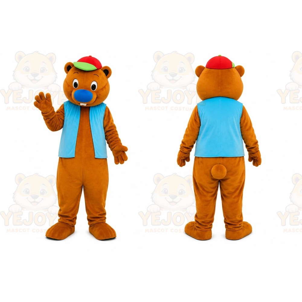 Bear Blue Scarf Mascot Costume