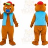 Bear Blue Scarf Mascot Costume