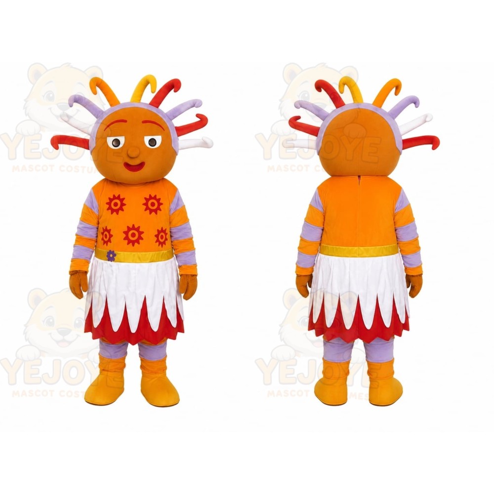 Orange Dress Girl Mascot Costume