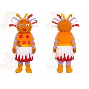Orange Dress Girl Mascot Costume
