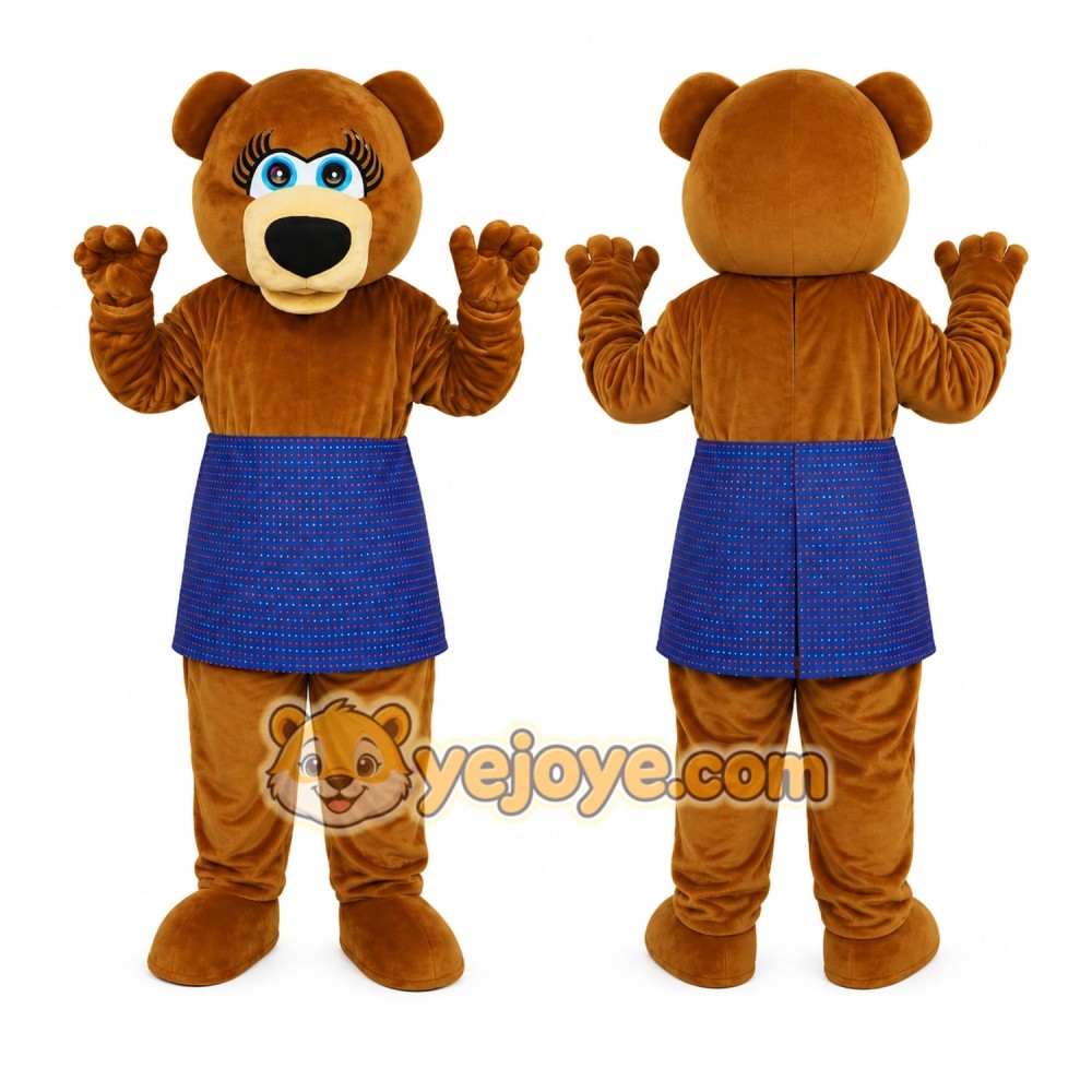 Bear Blue Dress Mascot Costume Bear Blue Dress Mascot Costume